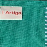 Artiga tablecloth and 6 napkins, Basque linen, green with white embroidery