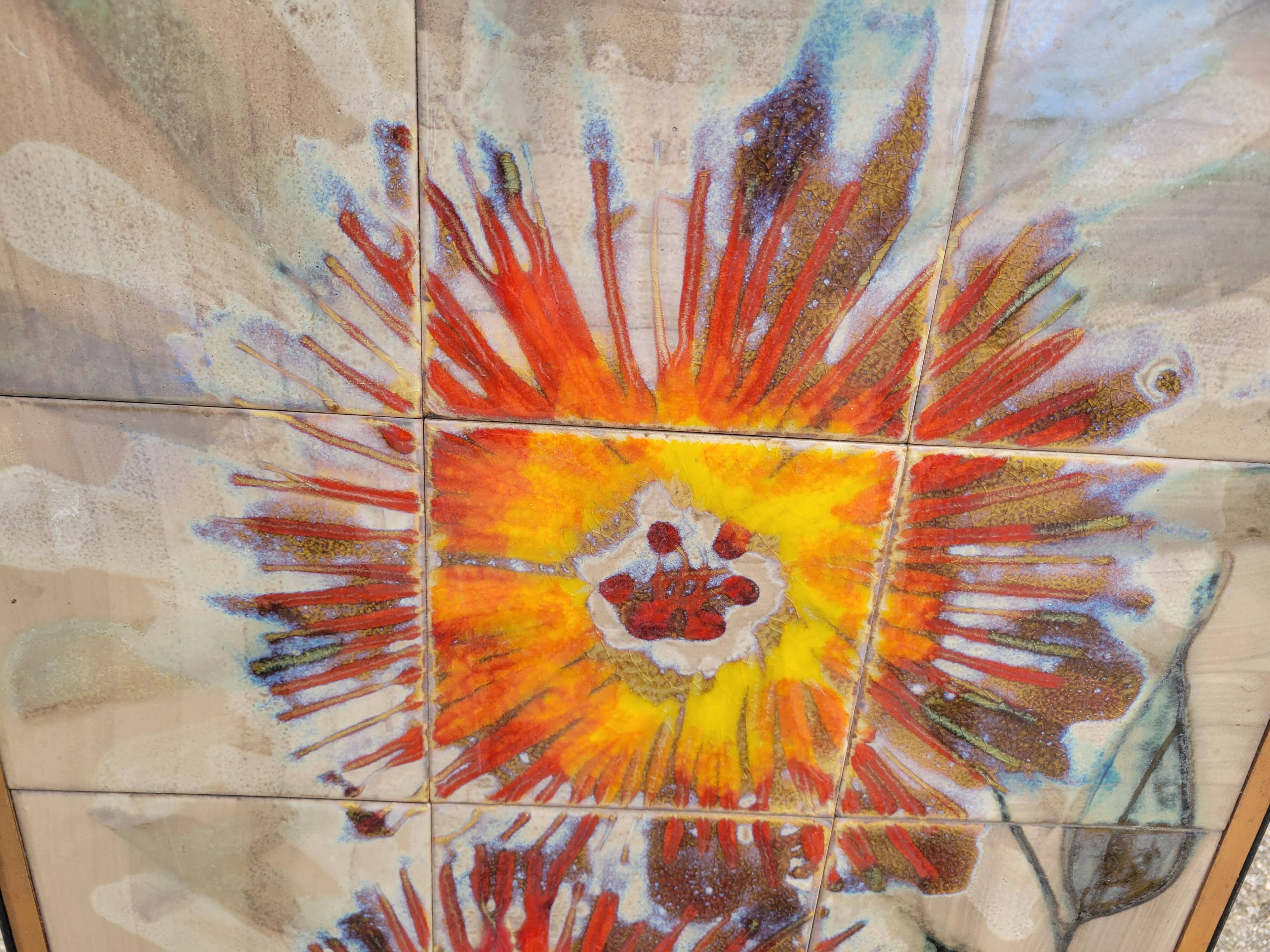 Vallauris wrought iron and ceramic coffee table