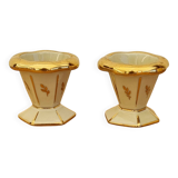 2 beige and gold Limoges egg cups