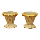 2 beige and gold Limoges egg cups