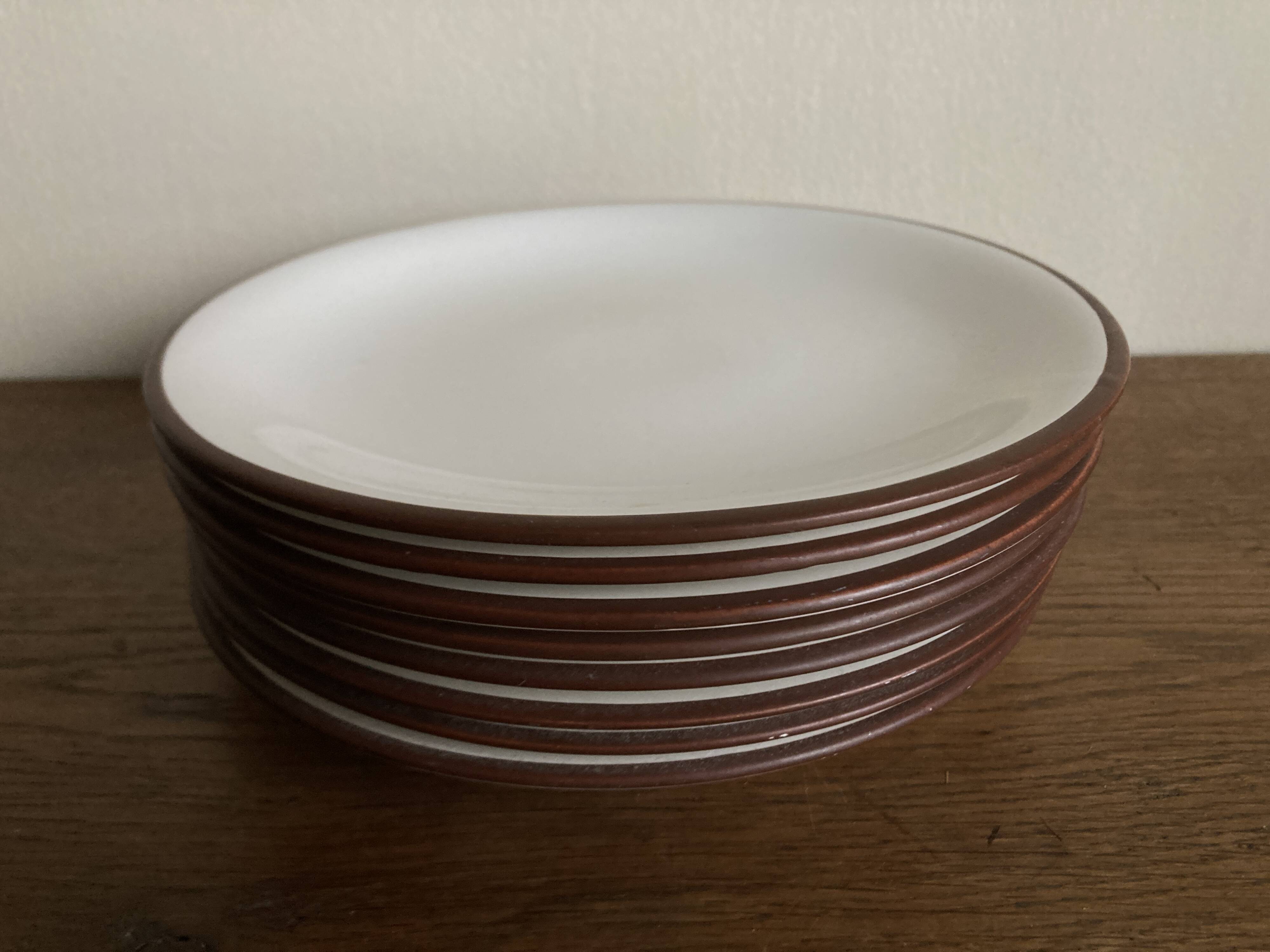 Set of 8 Scandinavian KMK enamelled earthenware dessert plates 1965