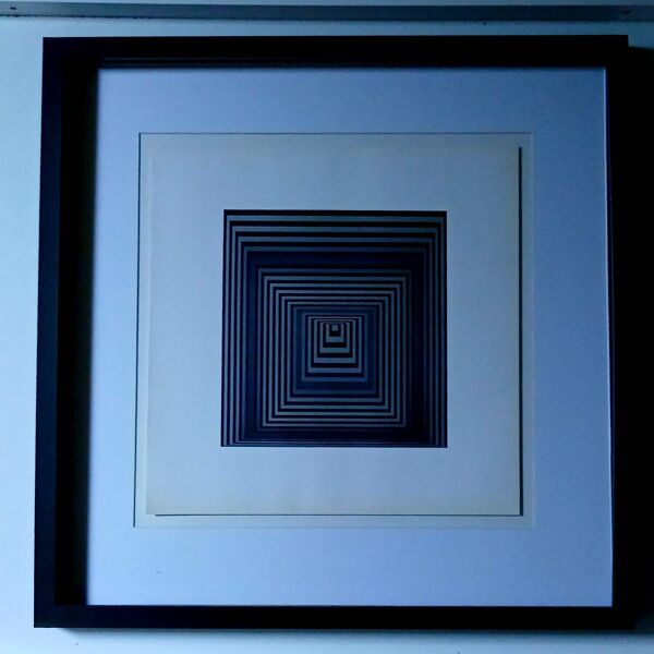 Tableau Vintage Art Optique - Victor Vasarely - Cadre 40x40cm