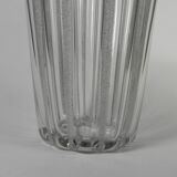 Vase with 12 vertical ribs in frosted glass, Verrerie de Fains, 1950s