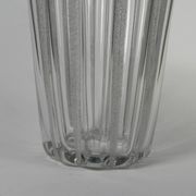 Vase with 12 vertical ribs in frosted glass, Verrerie de Fains, 1950s