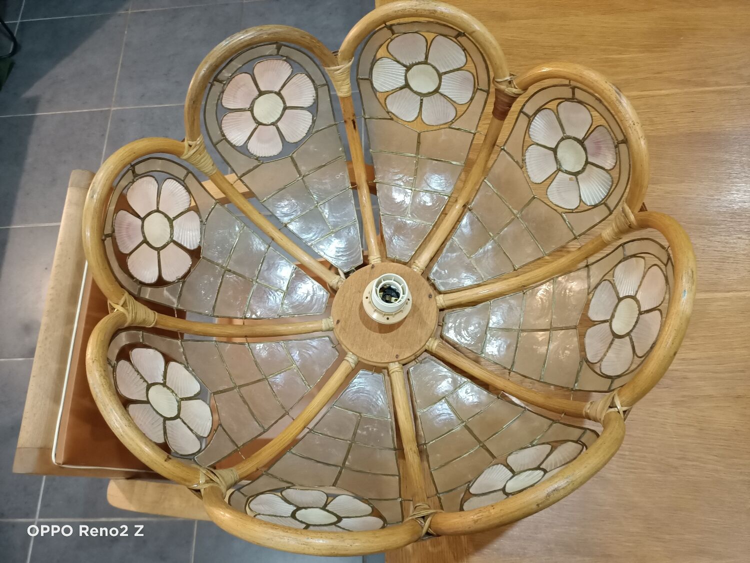 Suspension nacre et bambou