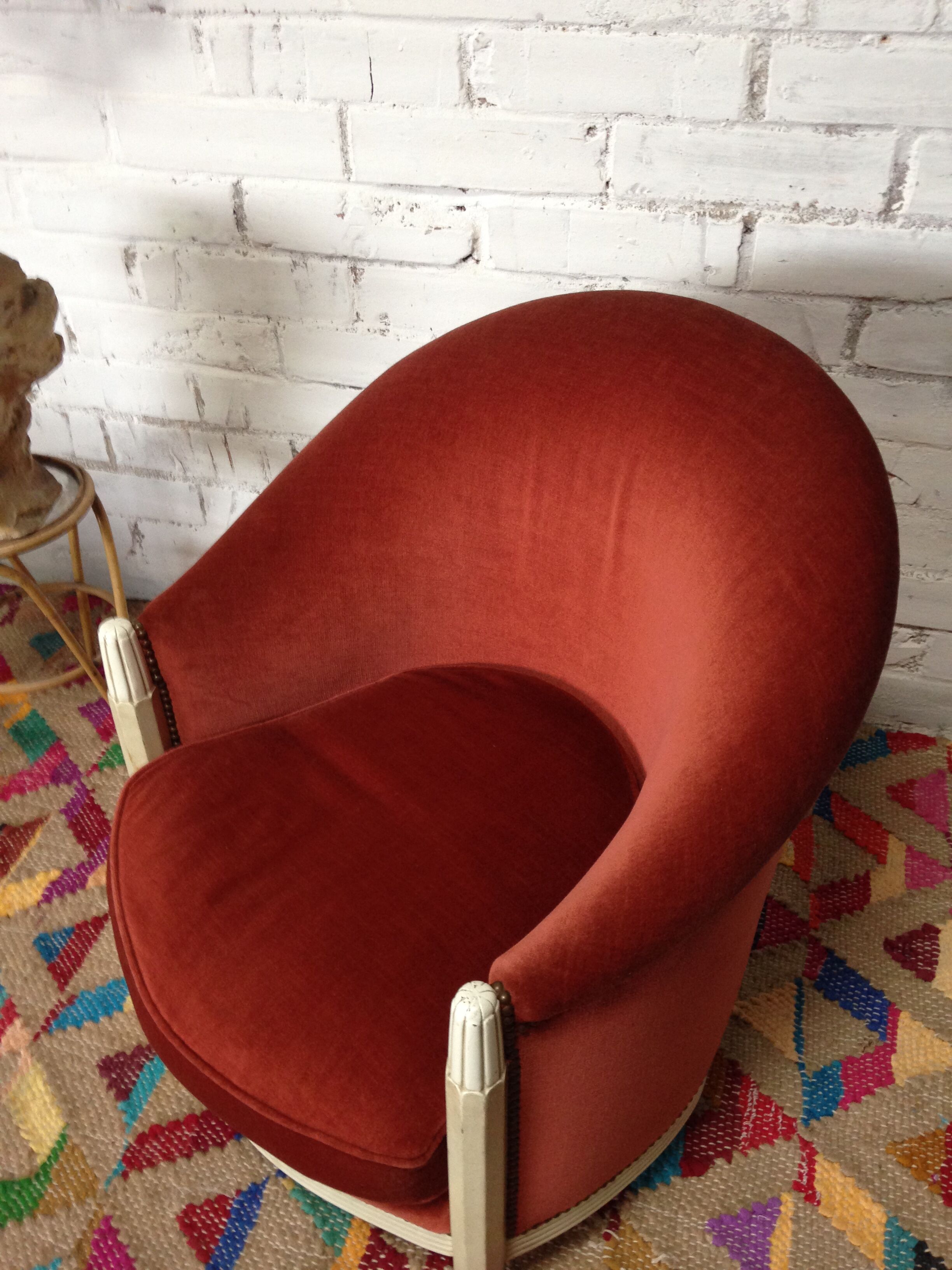 Art deco velvet armchair