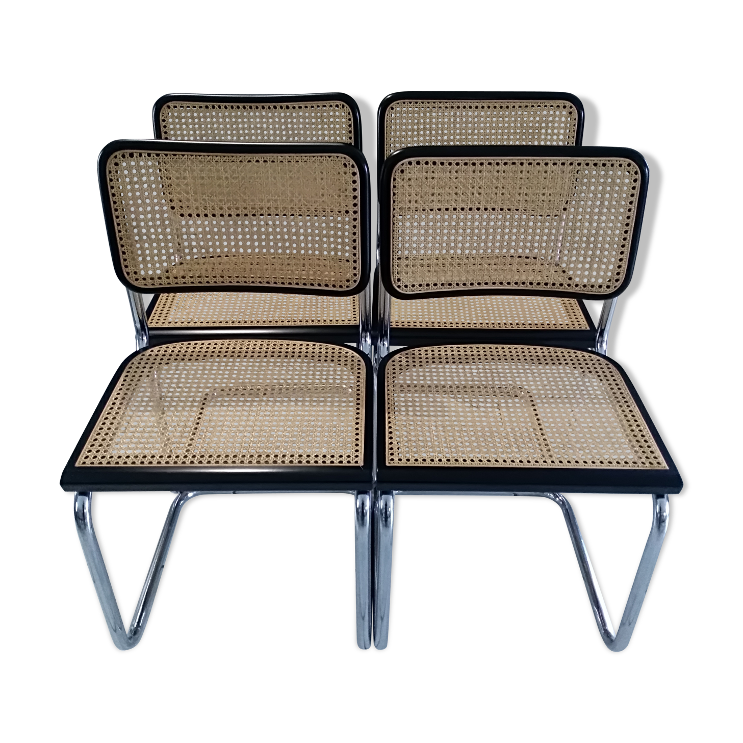 Suite de 4 chaises Cesca B32 par Marcel Breuer 1986