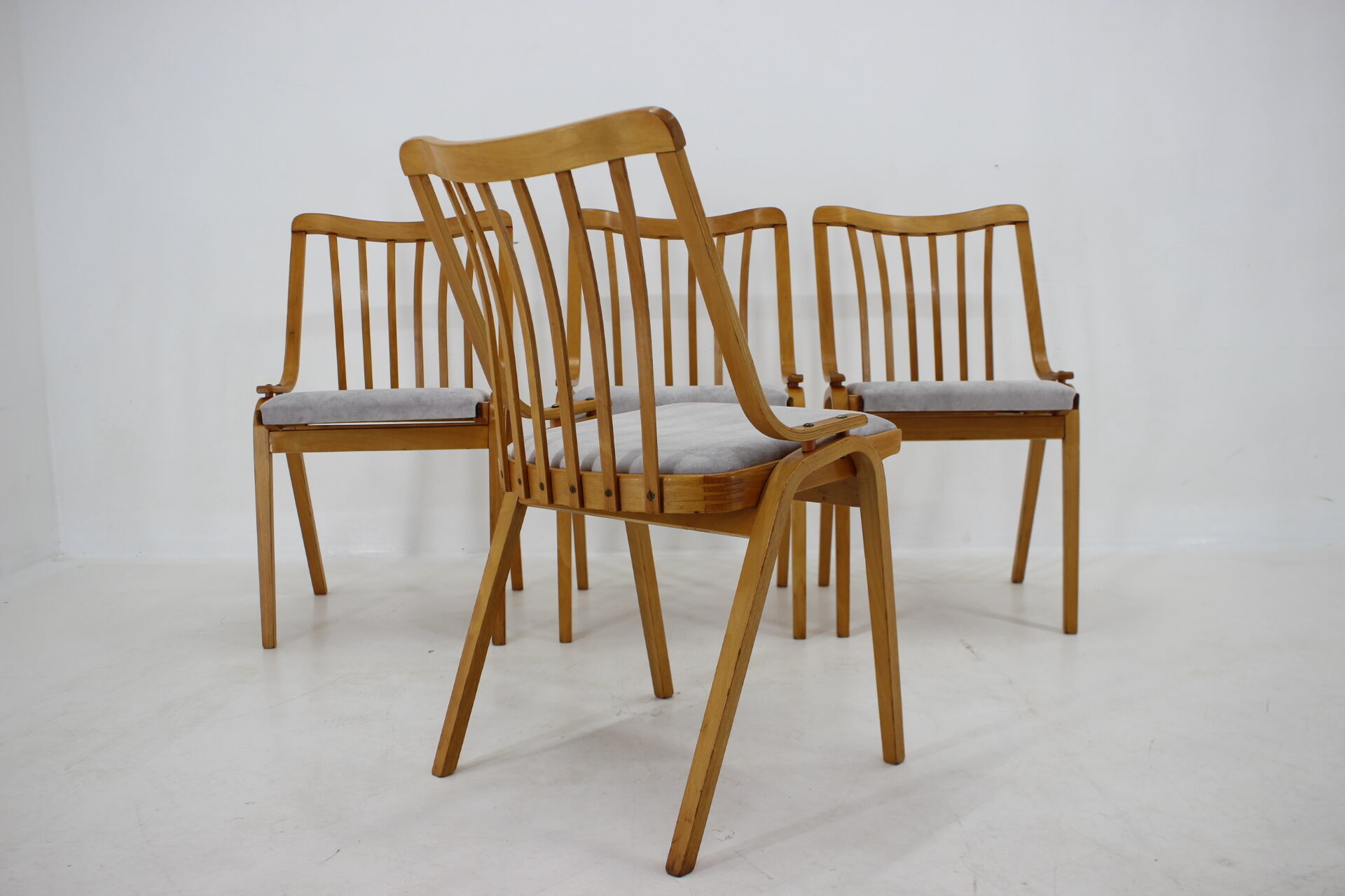 1960s beech dining chairs Czechoslovakia