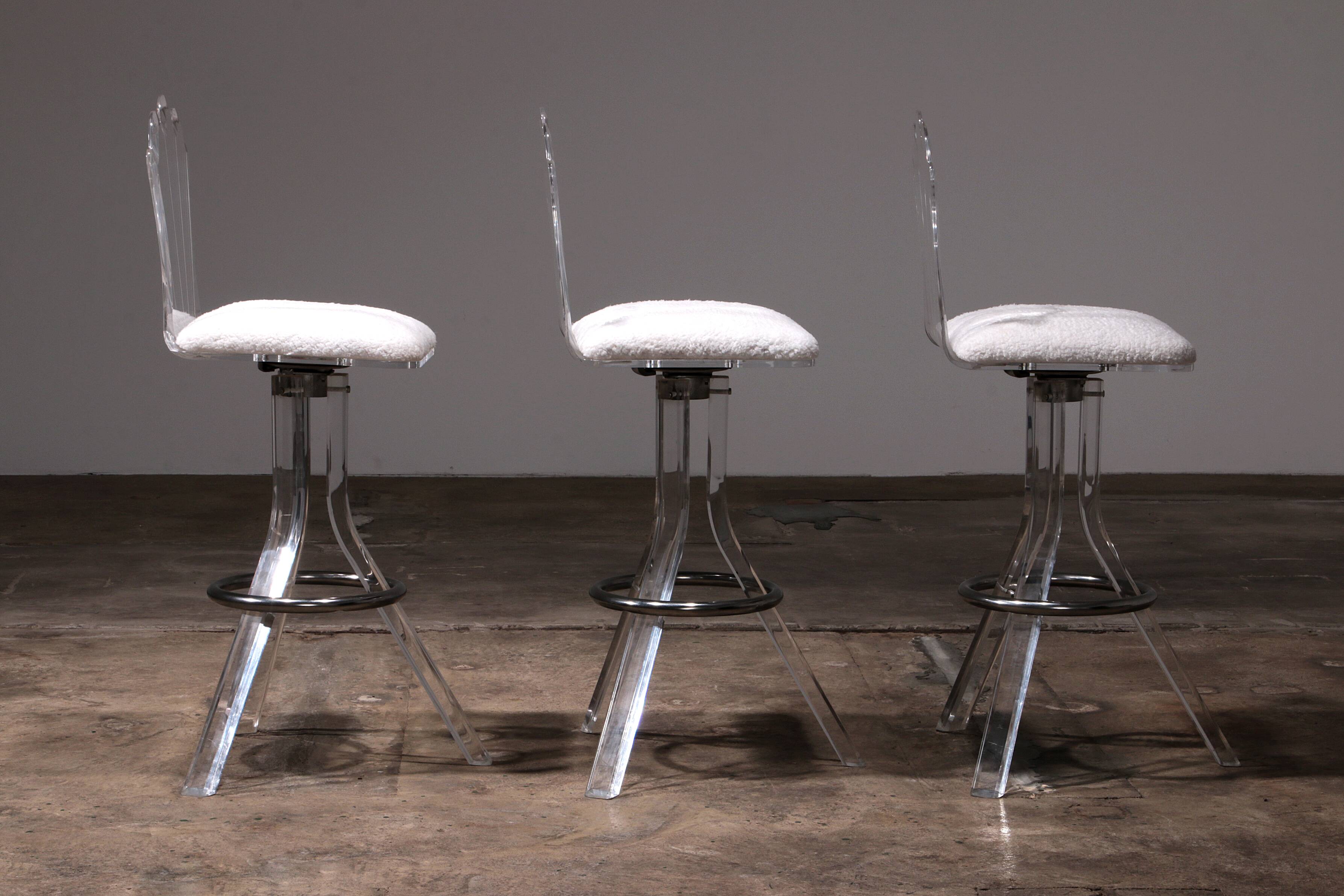 Plexiglass lucite bar stools and chrome swivel bar chairs,Hill Manufacturers