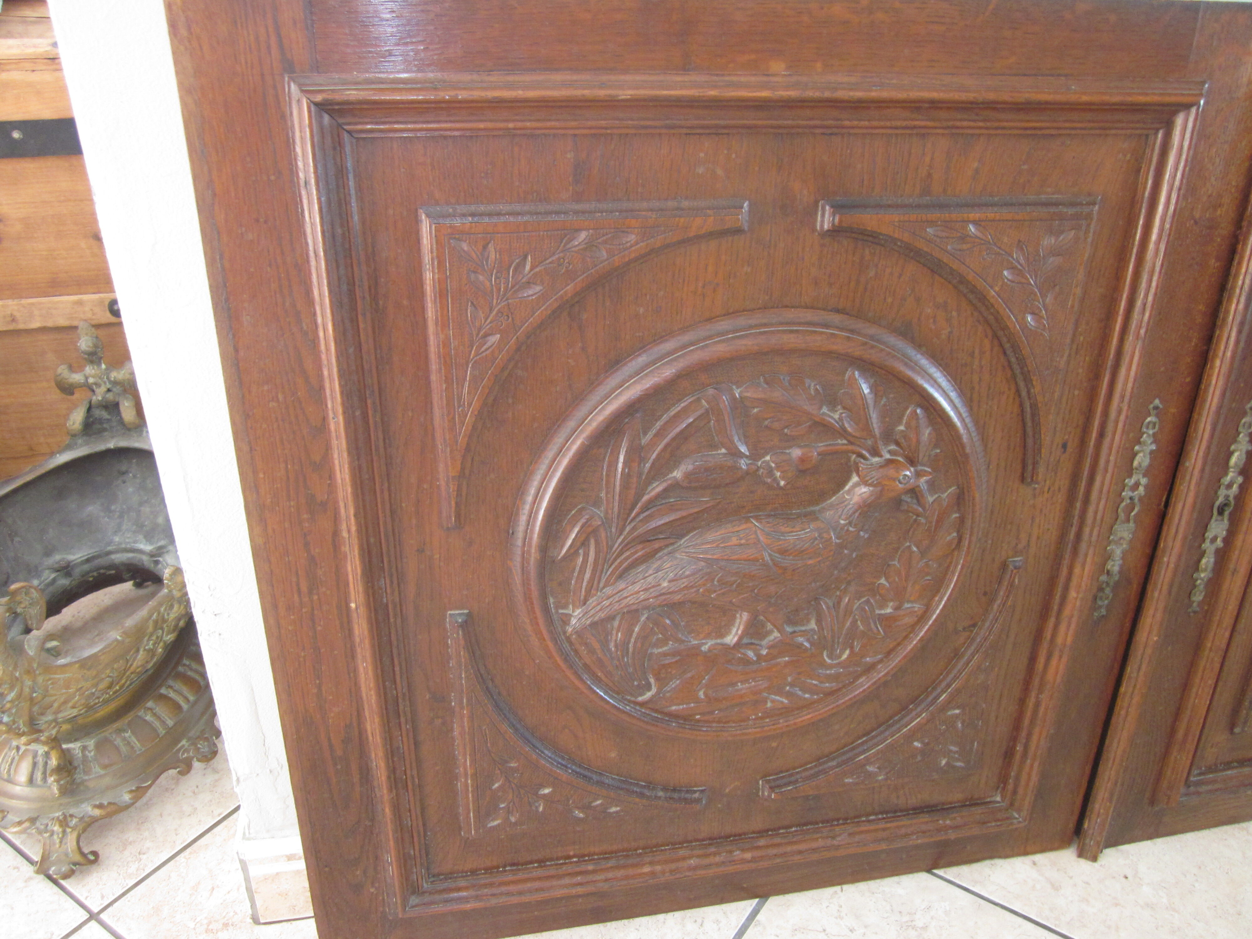 Pair of old carved wooden door