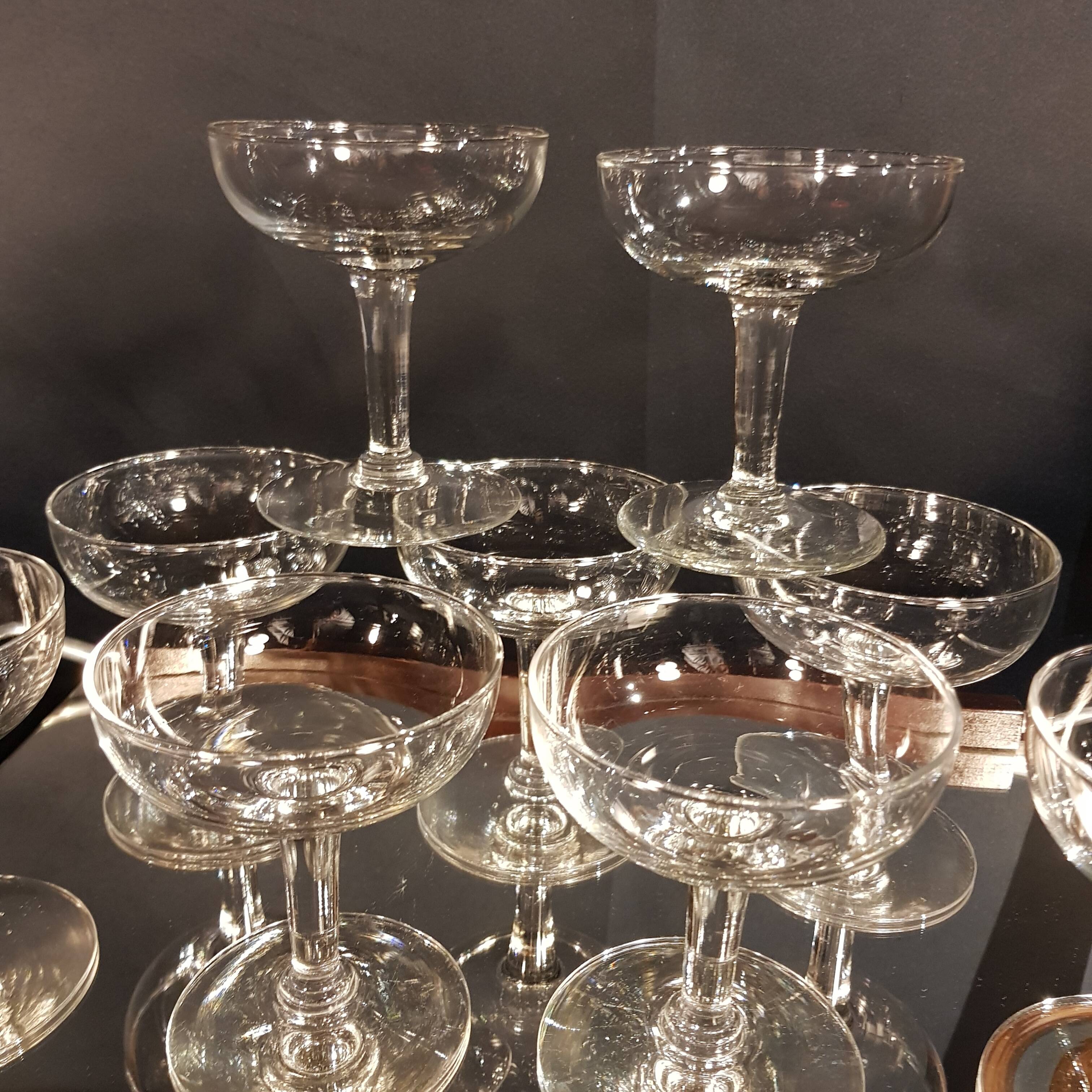 9 champagne glasses
