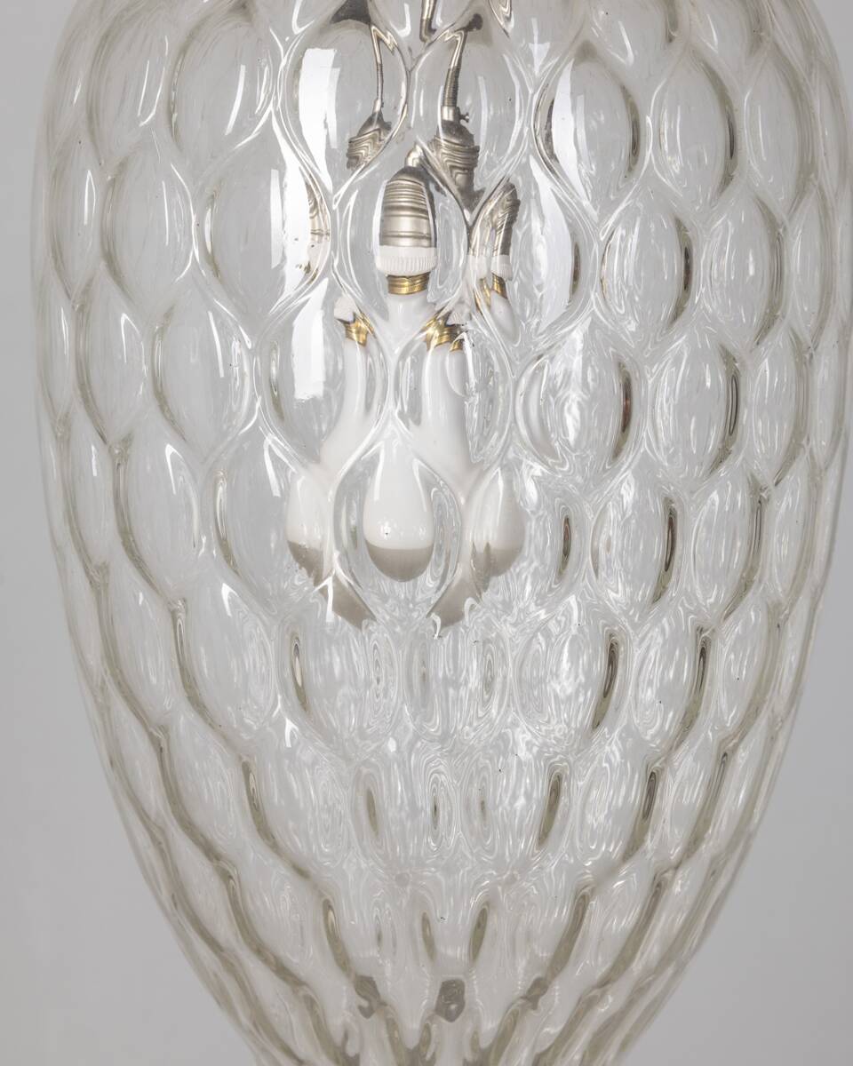 1960s vintage pendant lamp in decorated glass Italian design