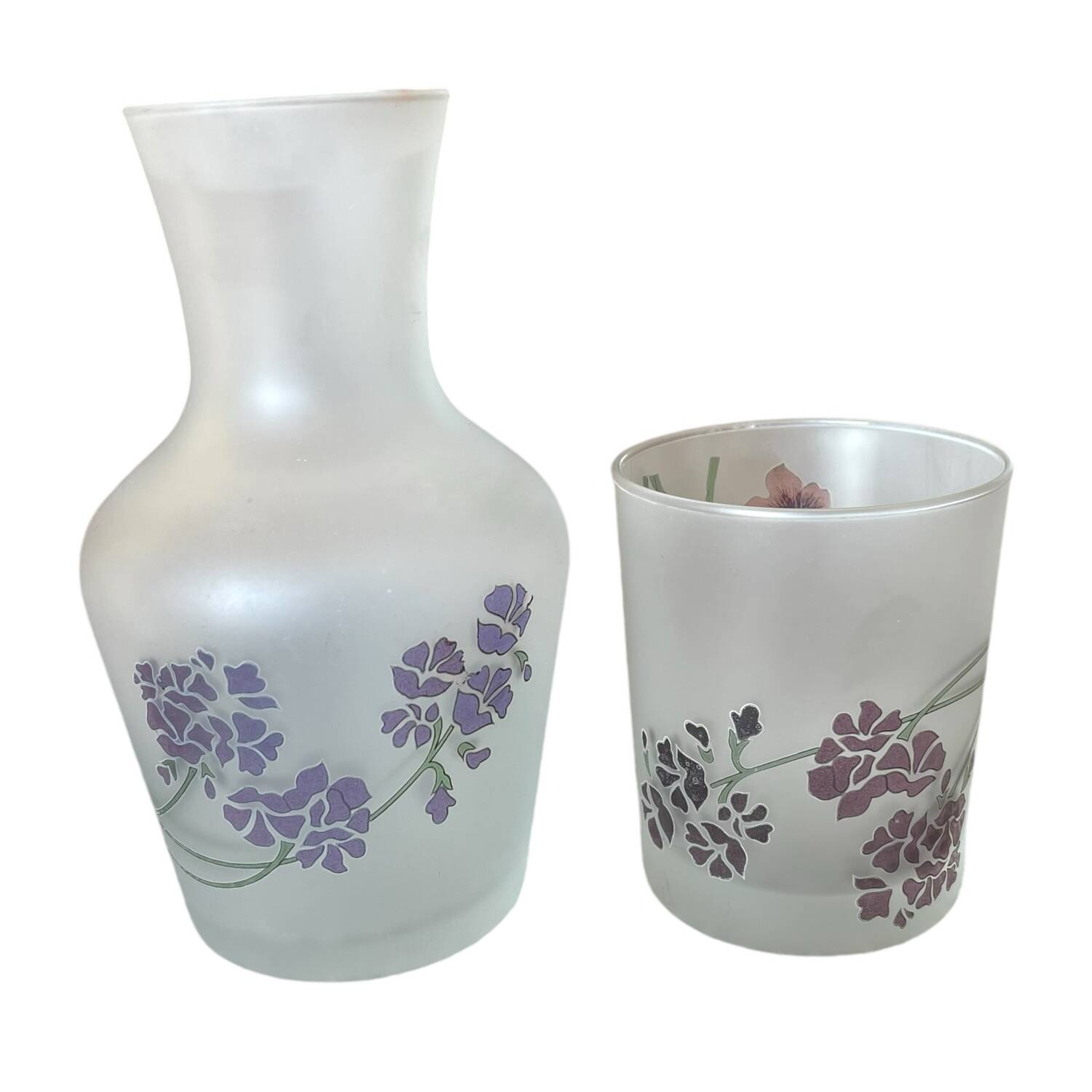 Art Nouveau carafe and night glass