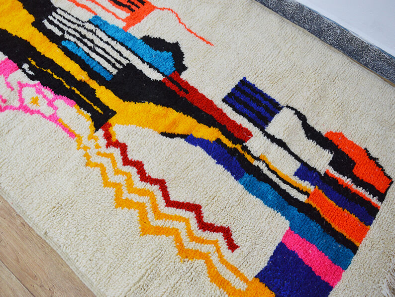 Abstract colored berber carpet 257 x 133 cm