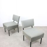 Mid-century Bauhaus Style Easy Chairs in Grey Fabric