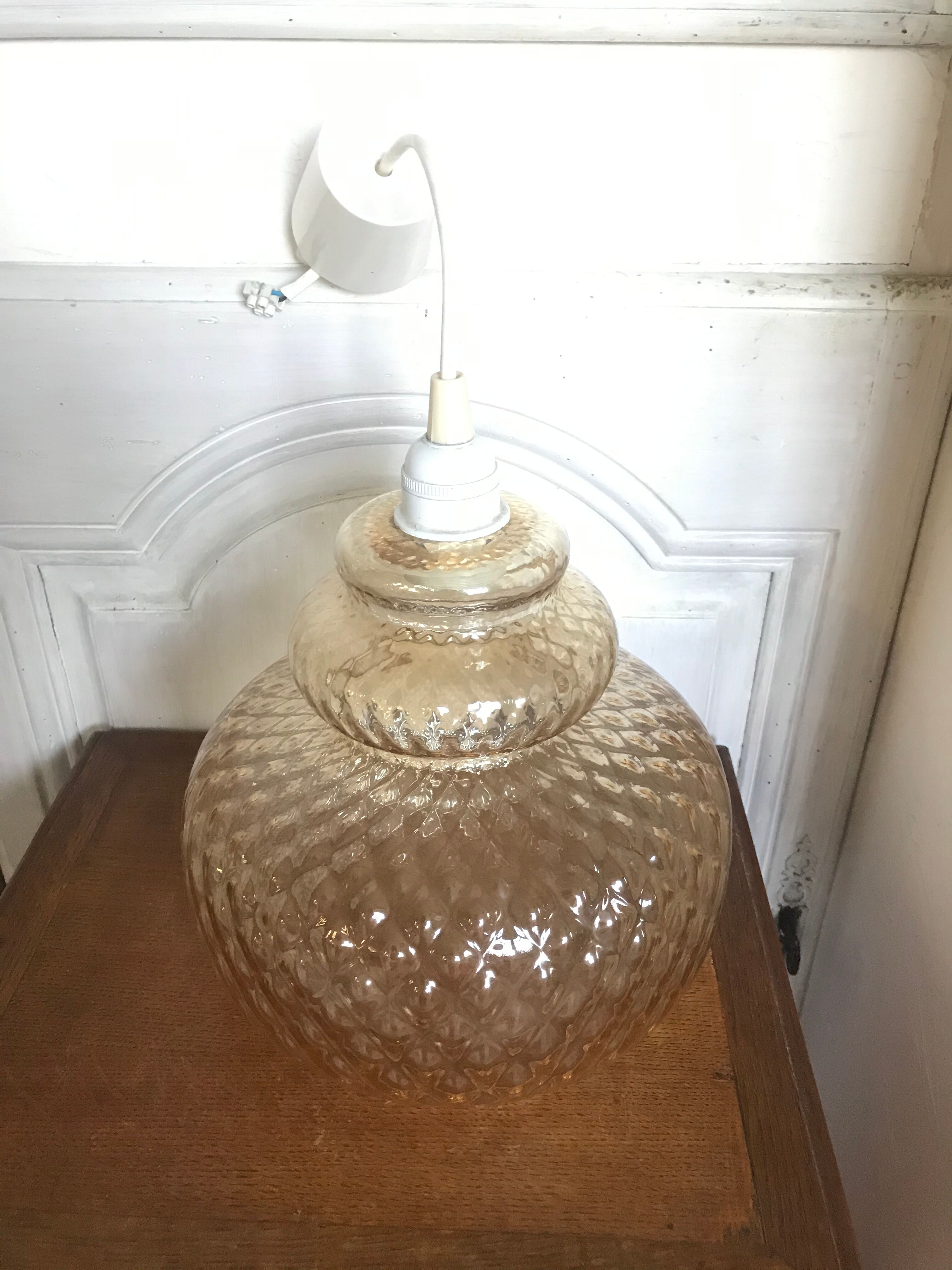 Vintage amber glass suspension