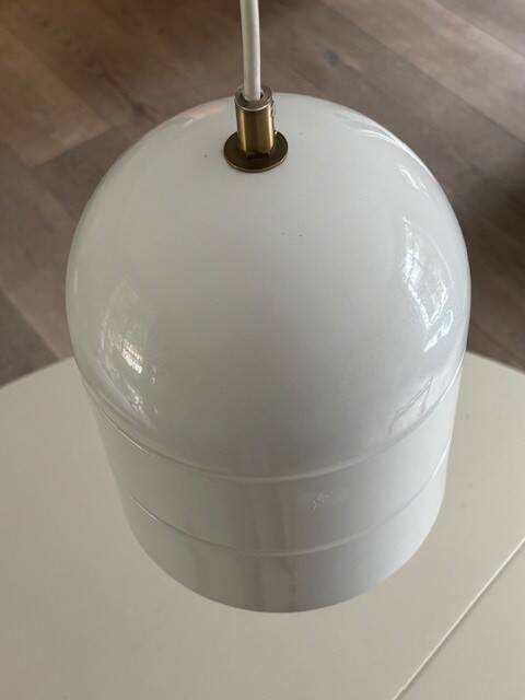 White metal pendant light - suede from the 70s/80s