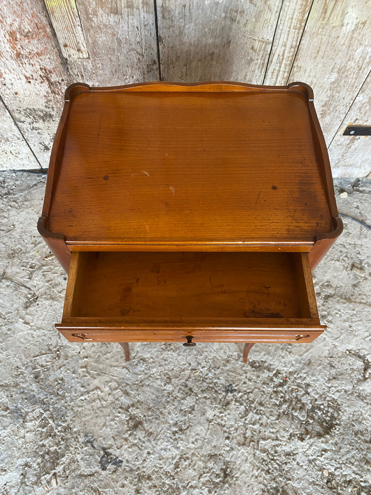 Antique nightstand louis xv style cherry wood drawer + vintage case