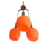 Orange Lucite Spaghetti 3 light cascading chandelier lamp