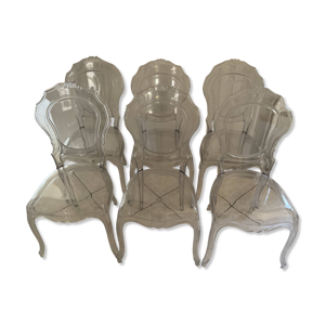 lot de 6 chaises transparentes - style louis