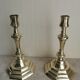 Pair of polished bronze candle holders XVIII th century