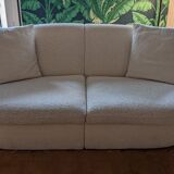 White curly wool sofa