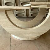 Travertine table with two turntables