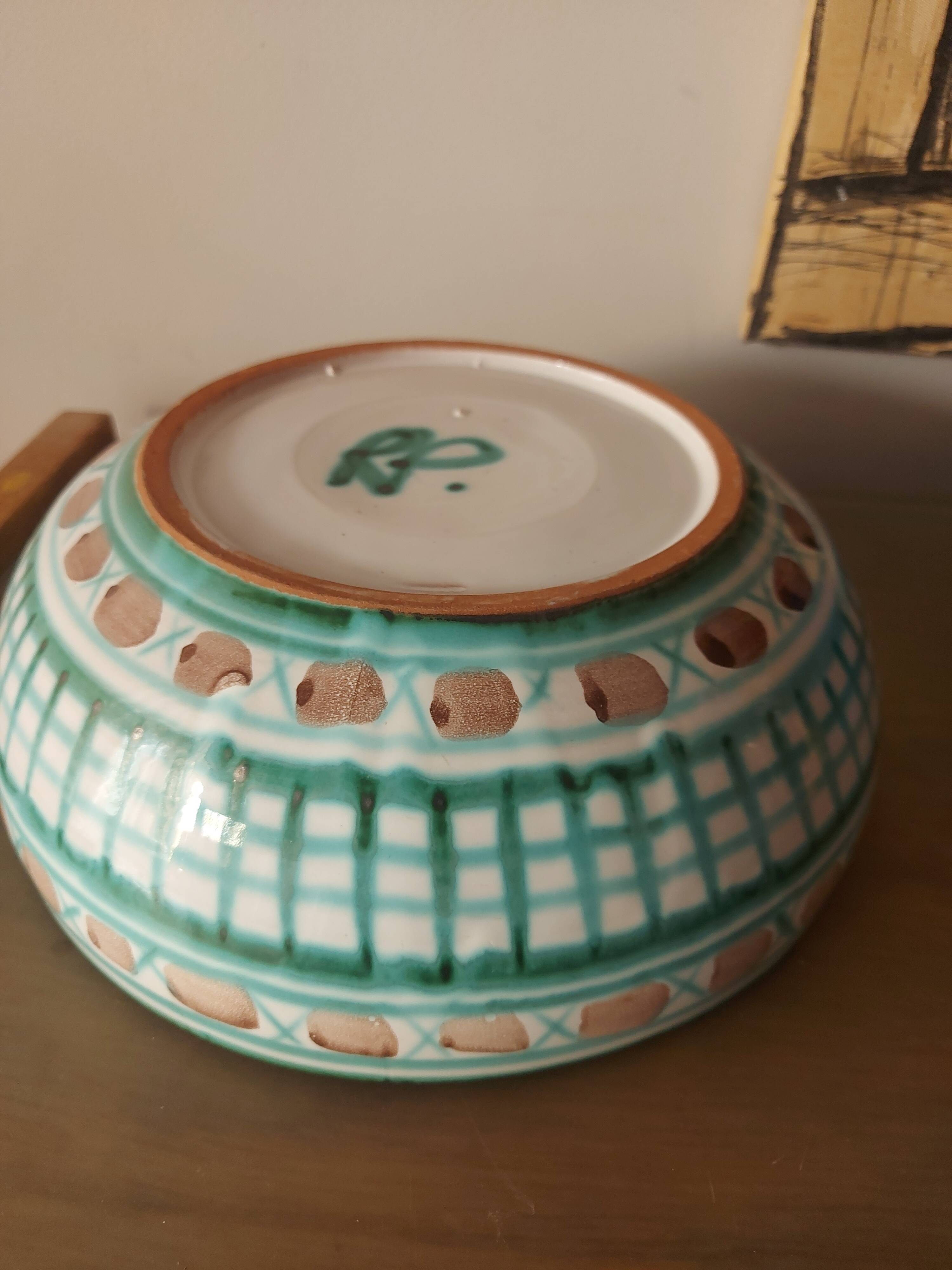 Dish, ceramic salad bowl robert picault, vallauris
