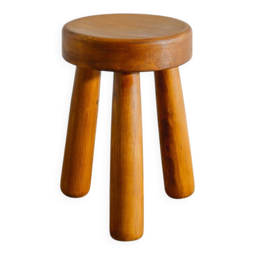 Vintage Swedish Wooden Tripod Low Stool