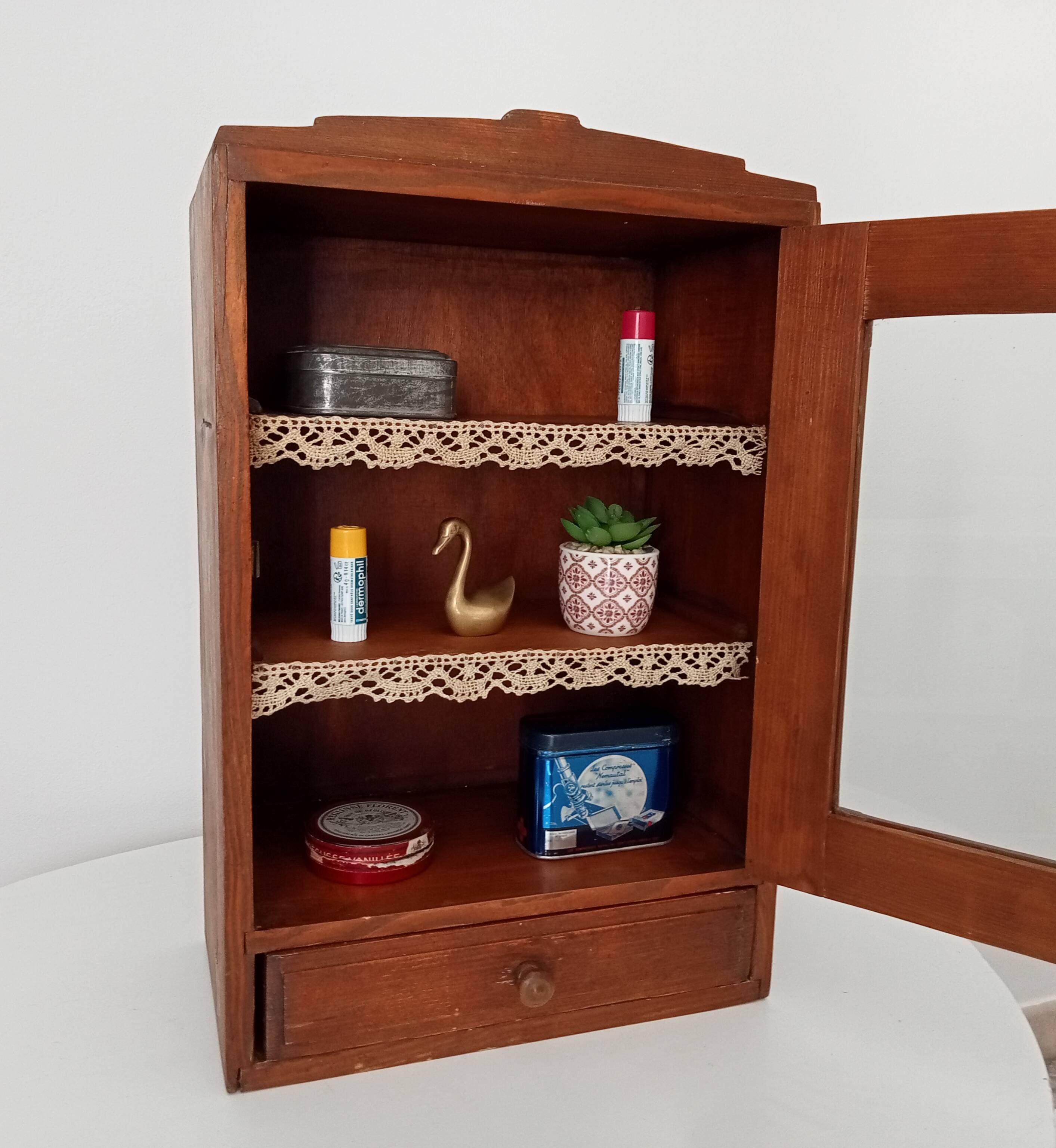 Old bathroom cabinet from the 40s in solid oak