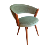 Scandinavian office chair made of teak and vintage velorus