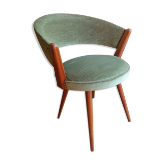 Chaise de bureau scandinave en teck et velours vintage