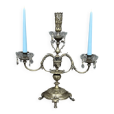 Chandelier. Bronze argenté, cristal.