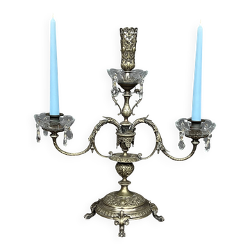 Chandelier. Silvered bronze, crystal.