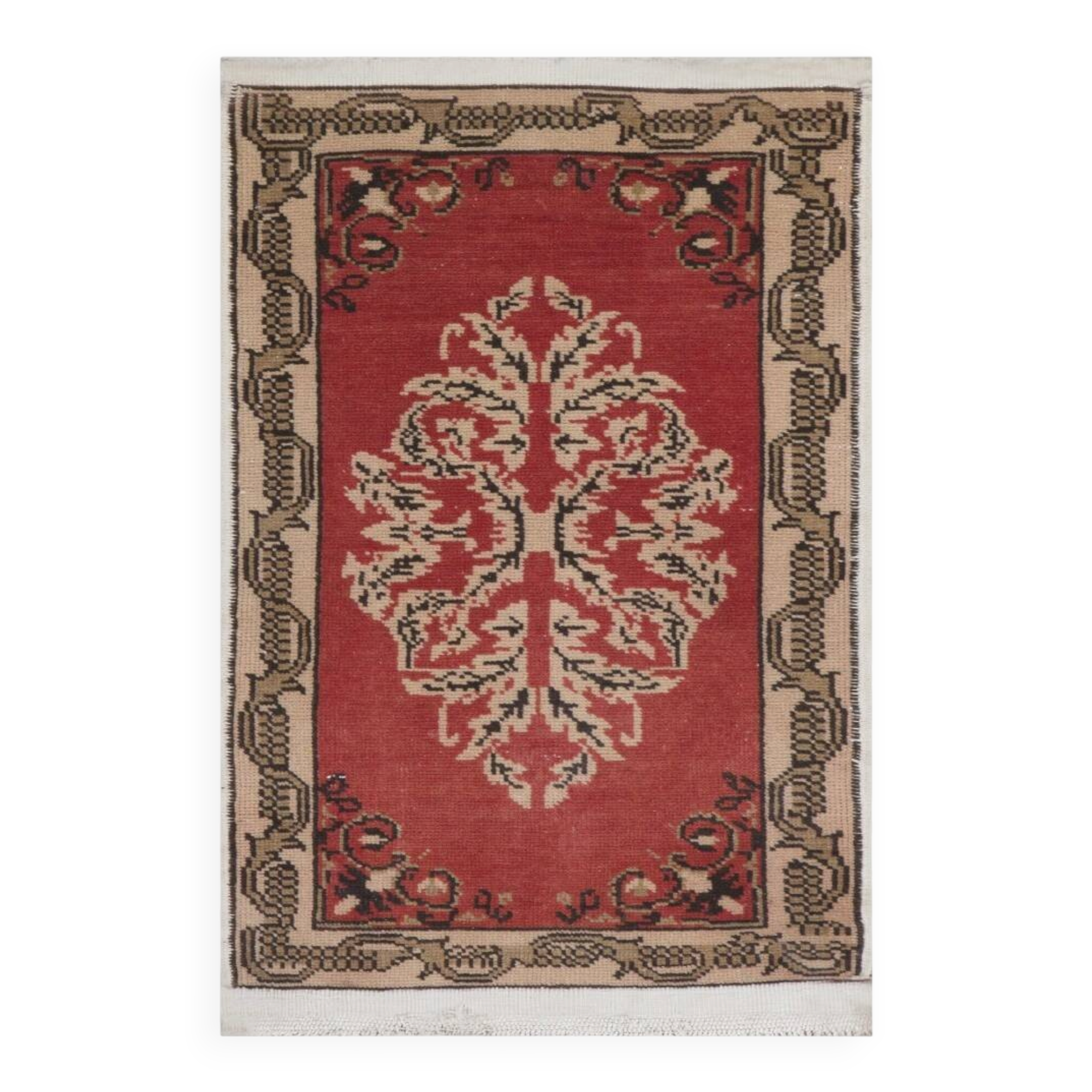 Hand-knotted Small Rug. Vintage Doormat. Turkish Seat Cover. Entryway Rug. Kitchen Mat. Bath Mat