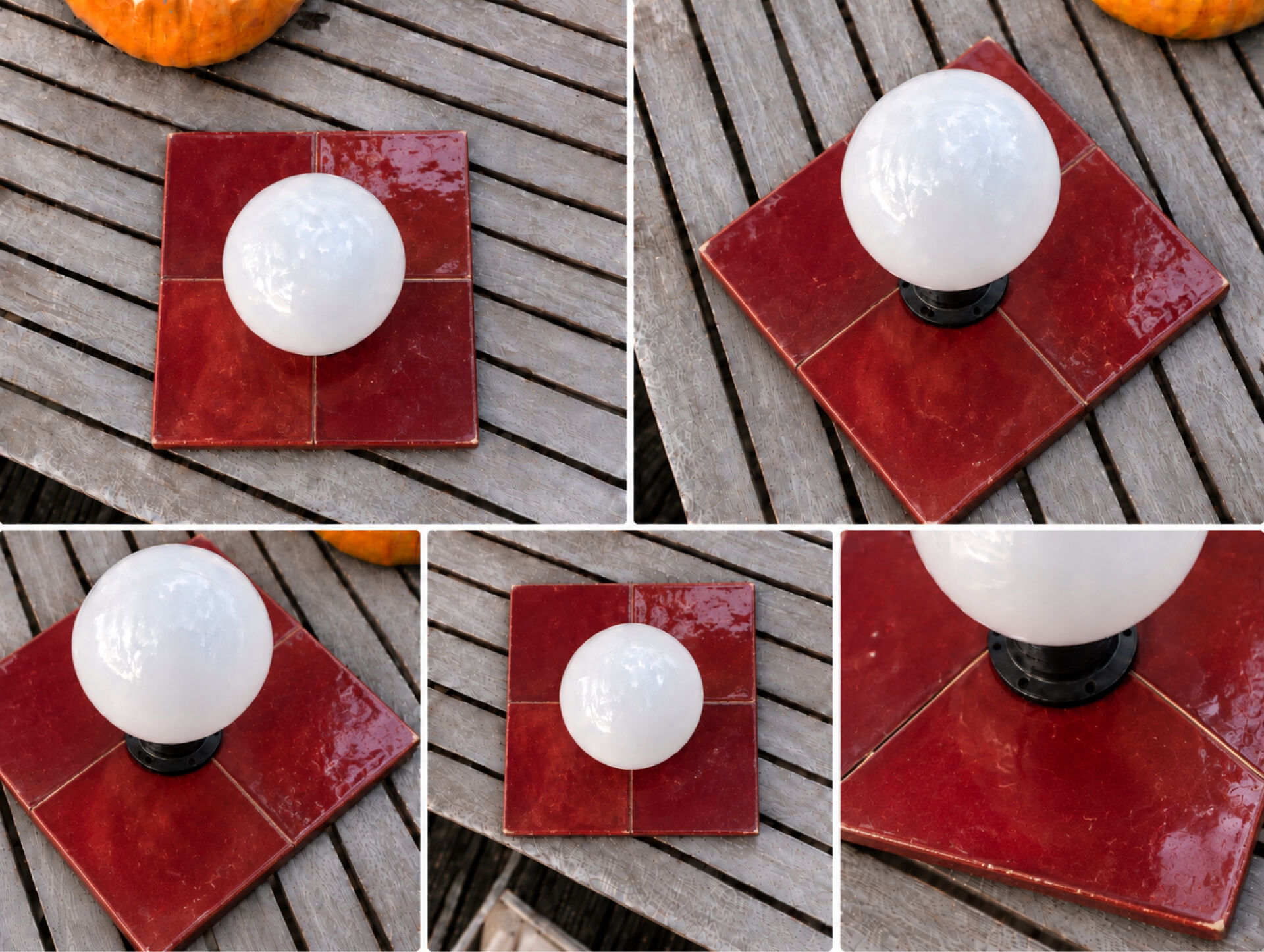 Red zellige ceramic wall lamp
