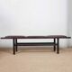 Large black wood and leather bench, 20th century work