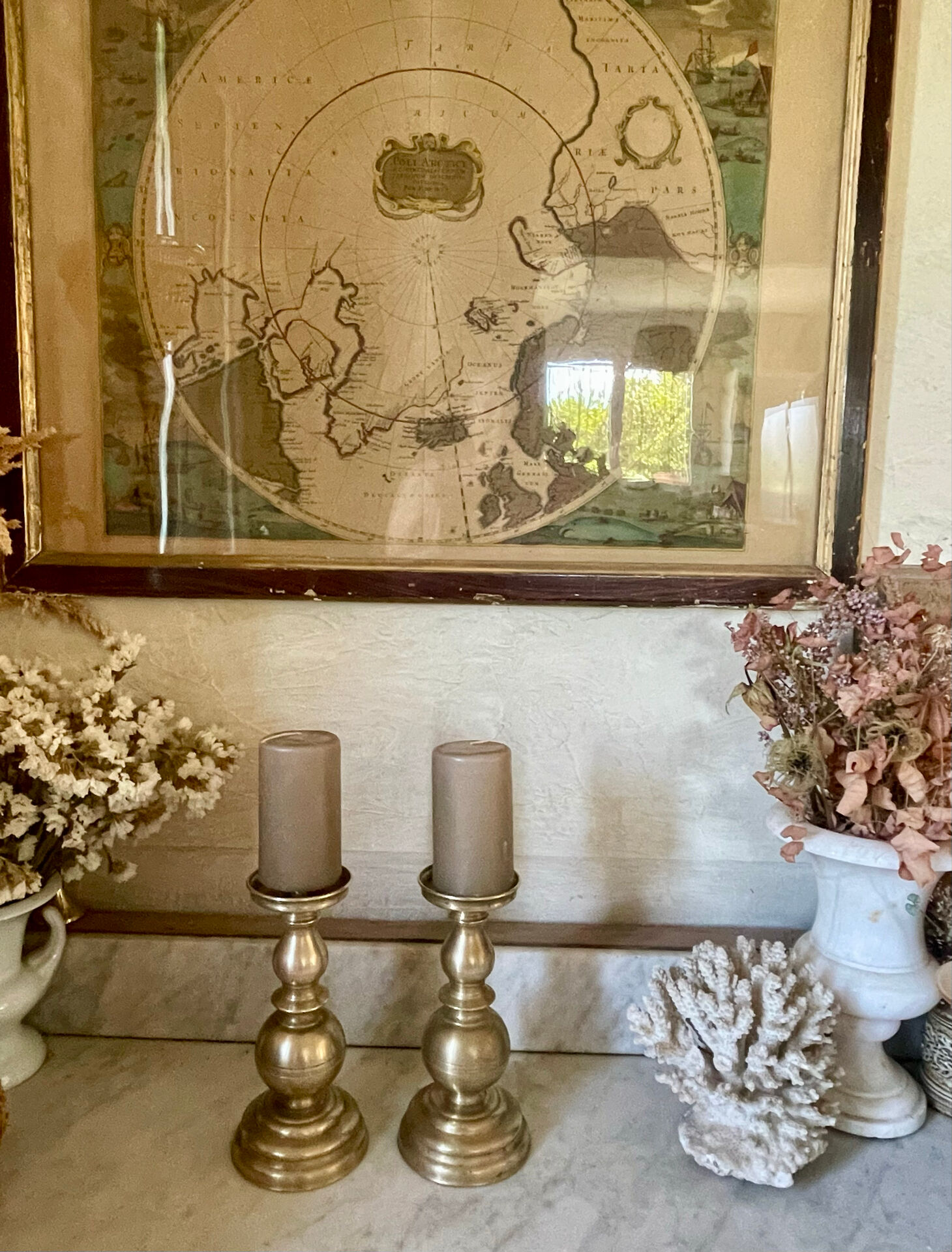 Pair of solid brass candlesticks from the 19th century.