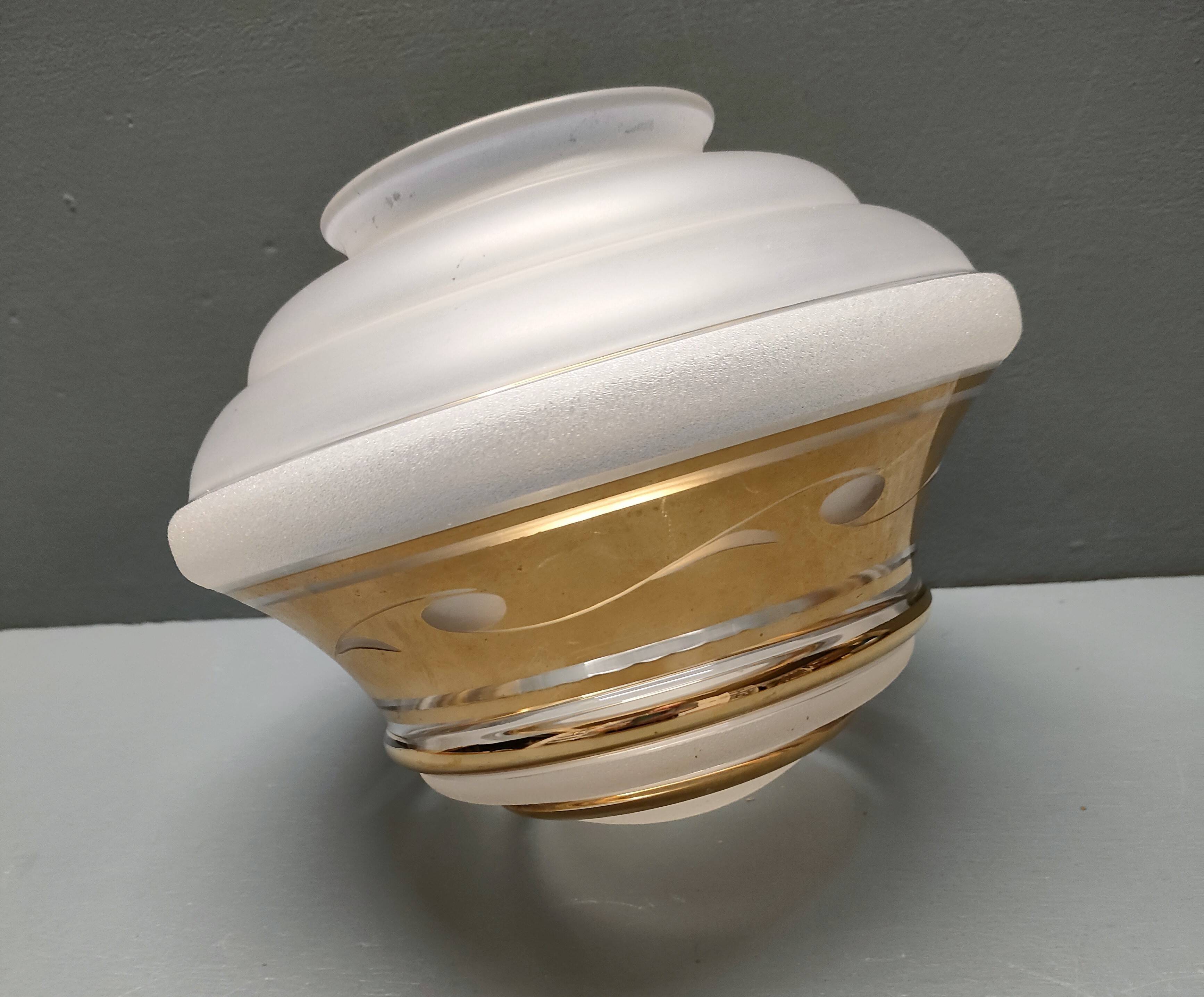 Art-deco globe for ceiling light - granite and gold glass - 1930s