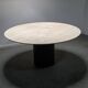 Table à manger Tobio en travertin et cuir par Afra & Tobia Scarpa pour B&B Italia, 1977