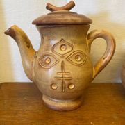 Antique tea coffee set vallauris vintage beige ceramic #c644