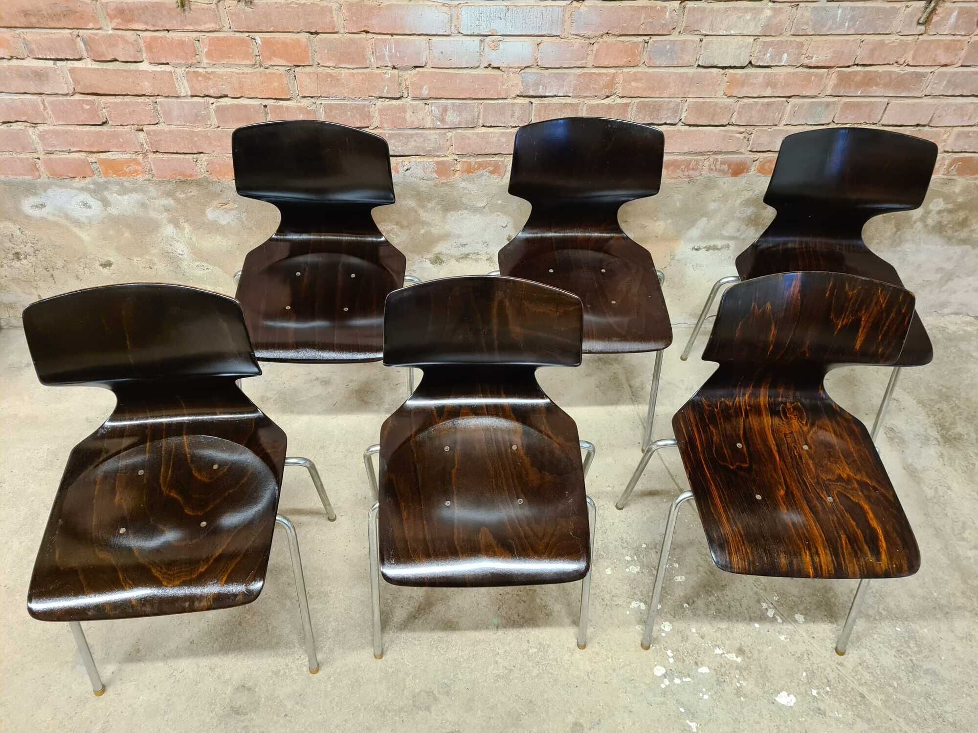 Set of 6 vintage stackable chairs pagwood Flötotto