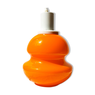 Suspension verre opaline orange 1970 ~ Luminaire ancien ~ Luminaire vintage ~ Suspension originale ~