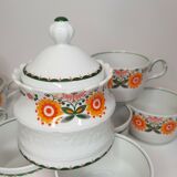 11 cups coffee and sugar pot décor lotus orange 70s