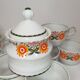 11 cups coffee and sugar pot décor lotus orange 70s