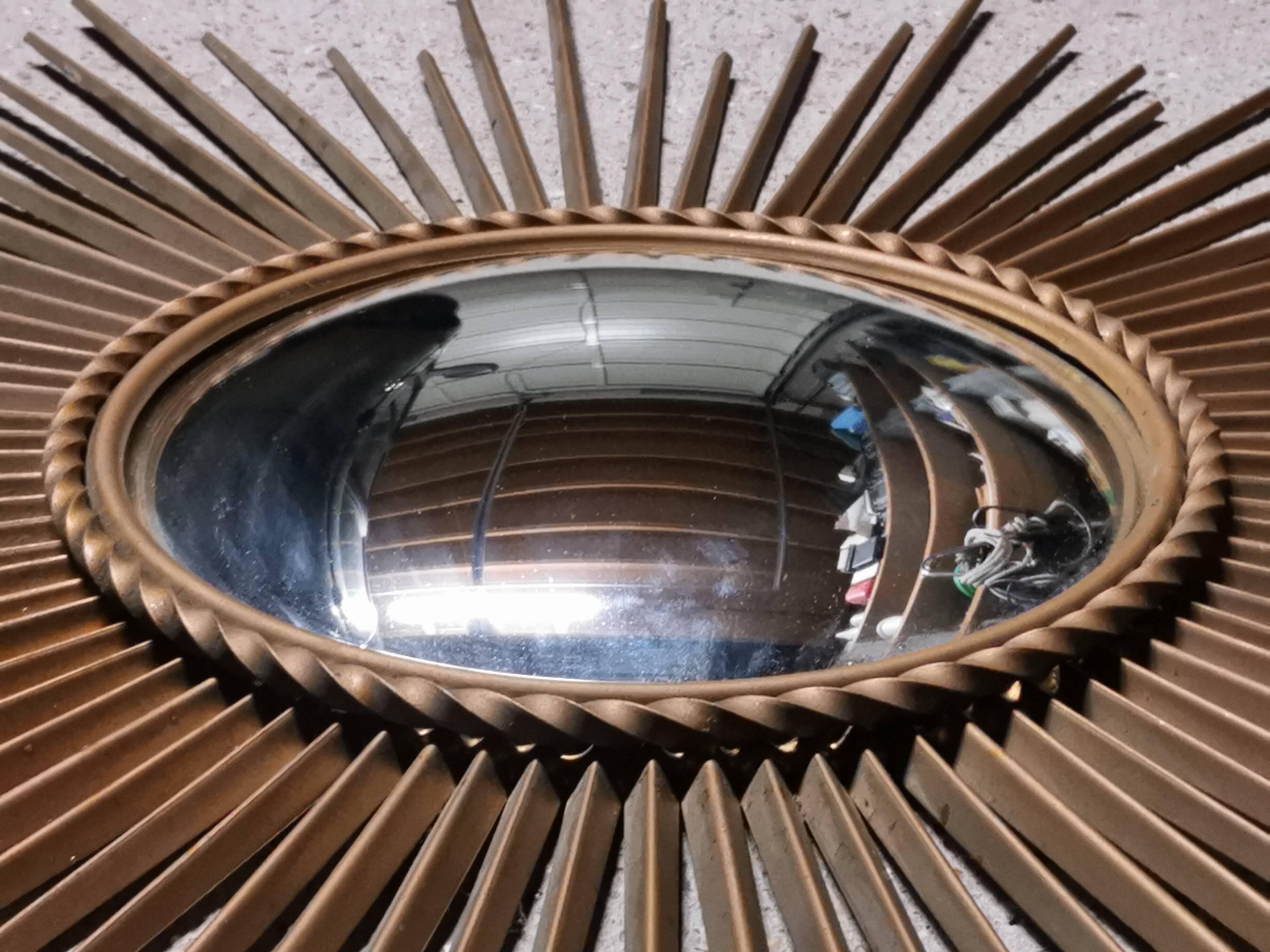 Large vintage mirror chaty vallauris 80 cm, sun, witch's eye