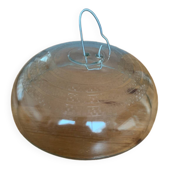 Glass bell with iron hook old vintage cheese