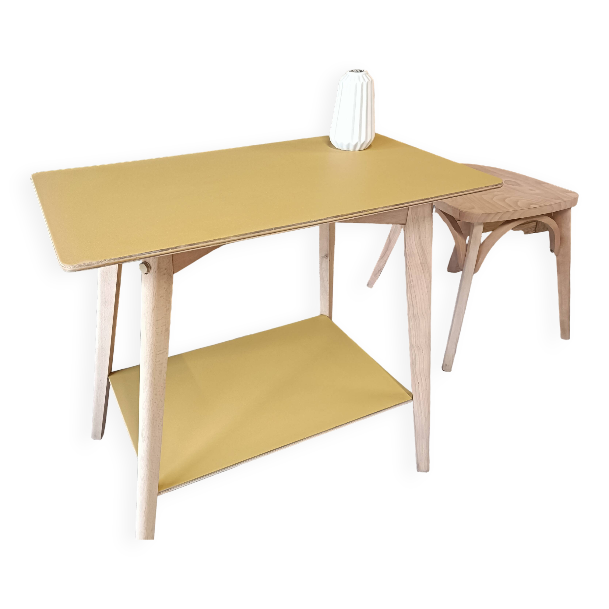 Vintage side table with compass legs