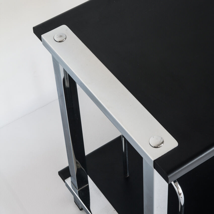 Vintage Hi-Fi furniture in lacquered wood and chrome iron, Spain, 1980