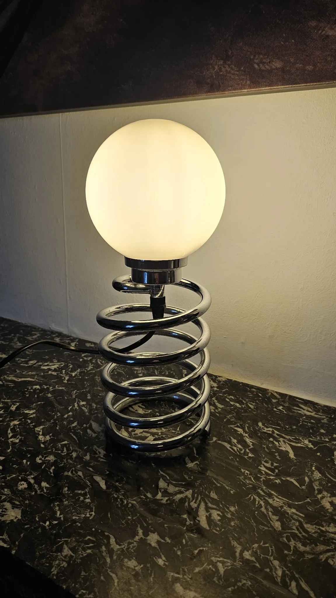 Table lamp "Spiral" Space Age style in chrome steel – 1990s